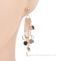 18k Gold Color Tiny Pendant Tassel Long Hanging Earring